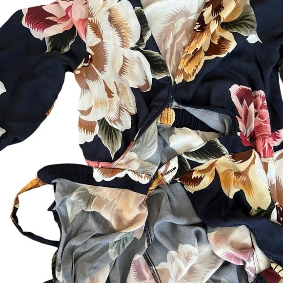 Anthropologie Farm Rio Layla Floral Ruffle Maxi Wrap Dress Size XXS Petite - Picture 9 of 14